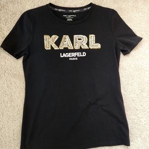 KARL LAGERFELD pearl logo T-shirt